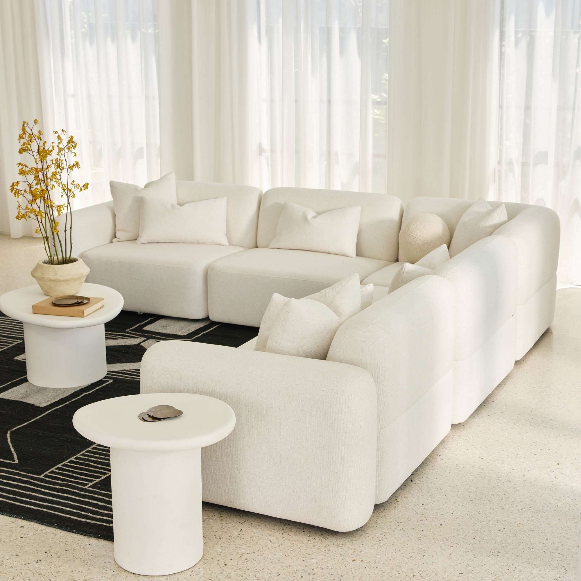 Pascal Modular Sofa 4 Seat Corner Ivory White