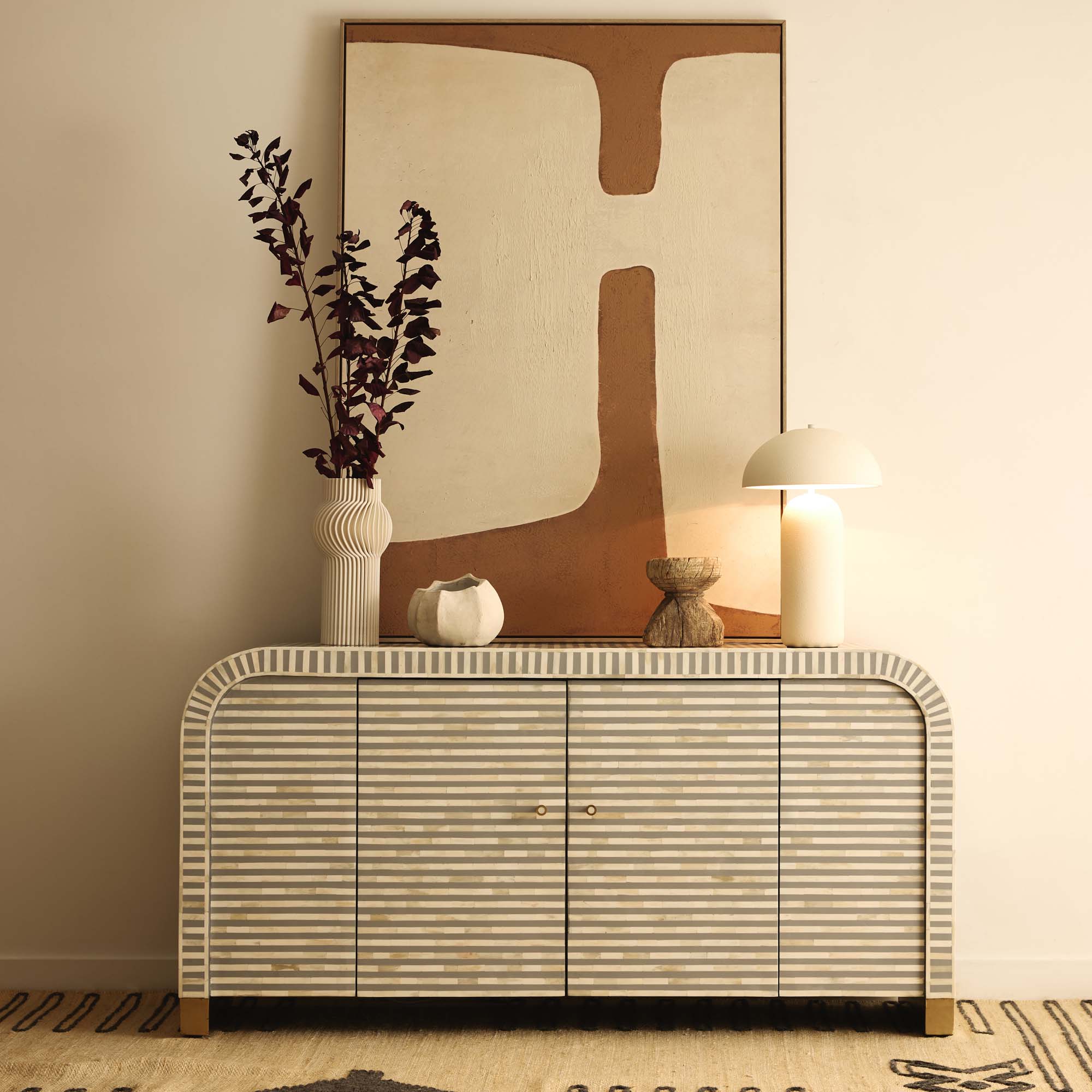 Hugo Bone Inlay Sideboard Grey