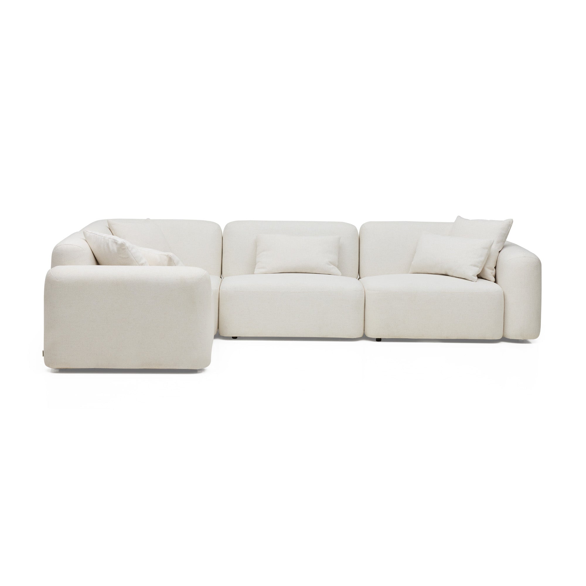 Pascal 4-Seat Corner Modular Sofa in Ivory White