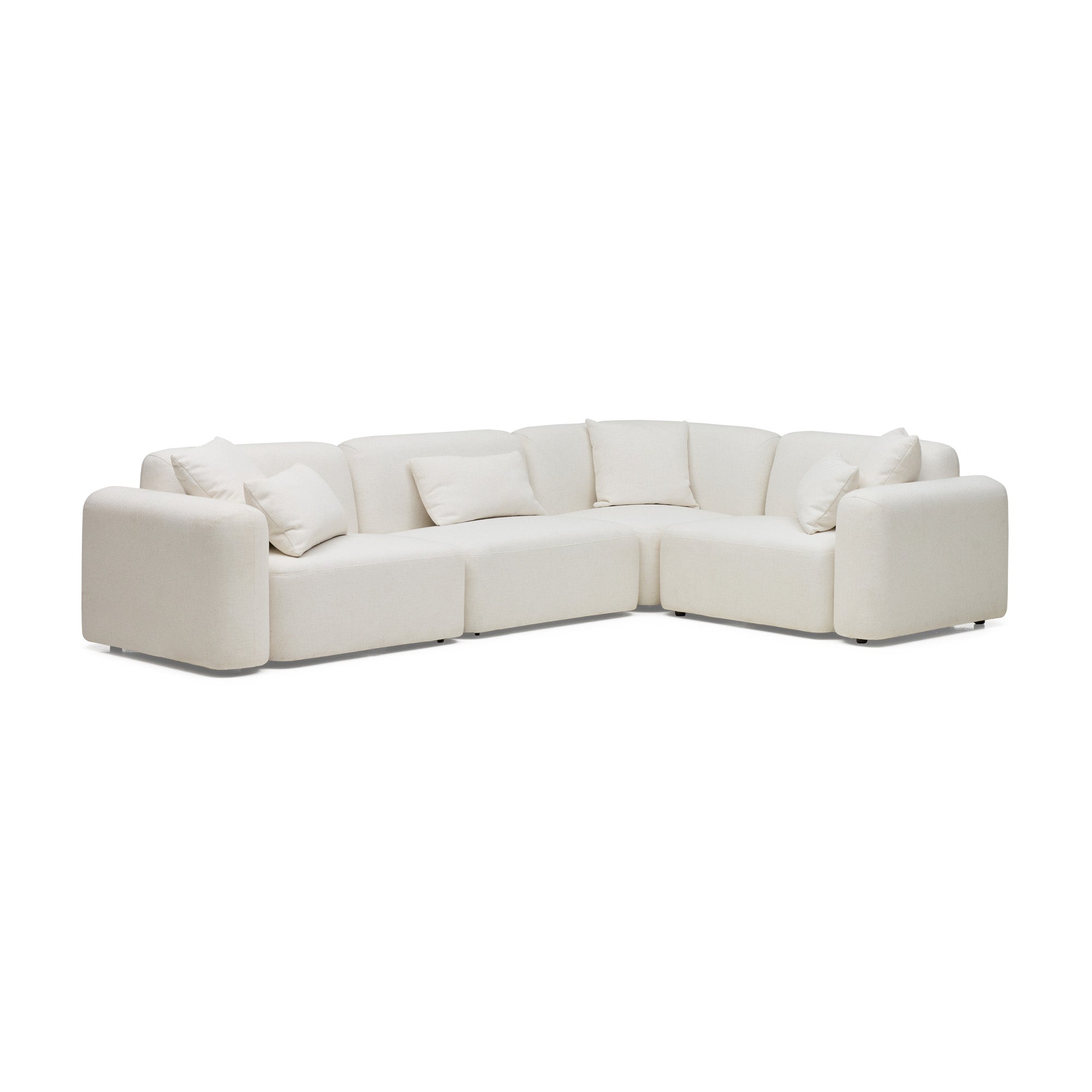 Pascal 4-Seat Corner Modular Sofa in Ivory White