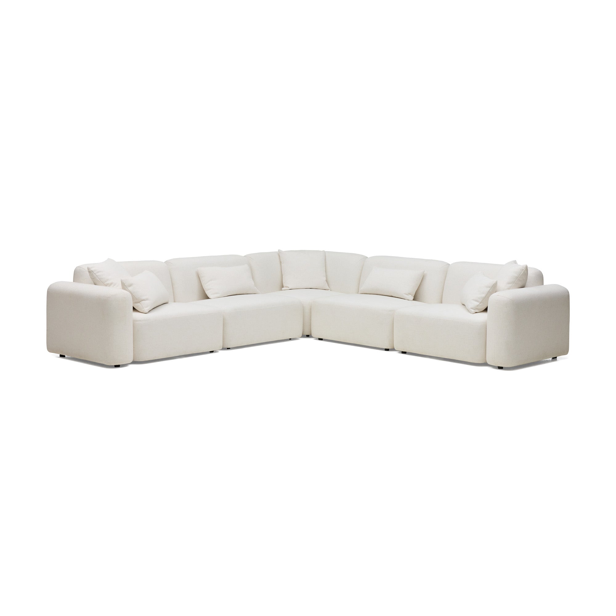 Pascal 5-Seat Corner Modular Sofa in Ivory White