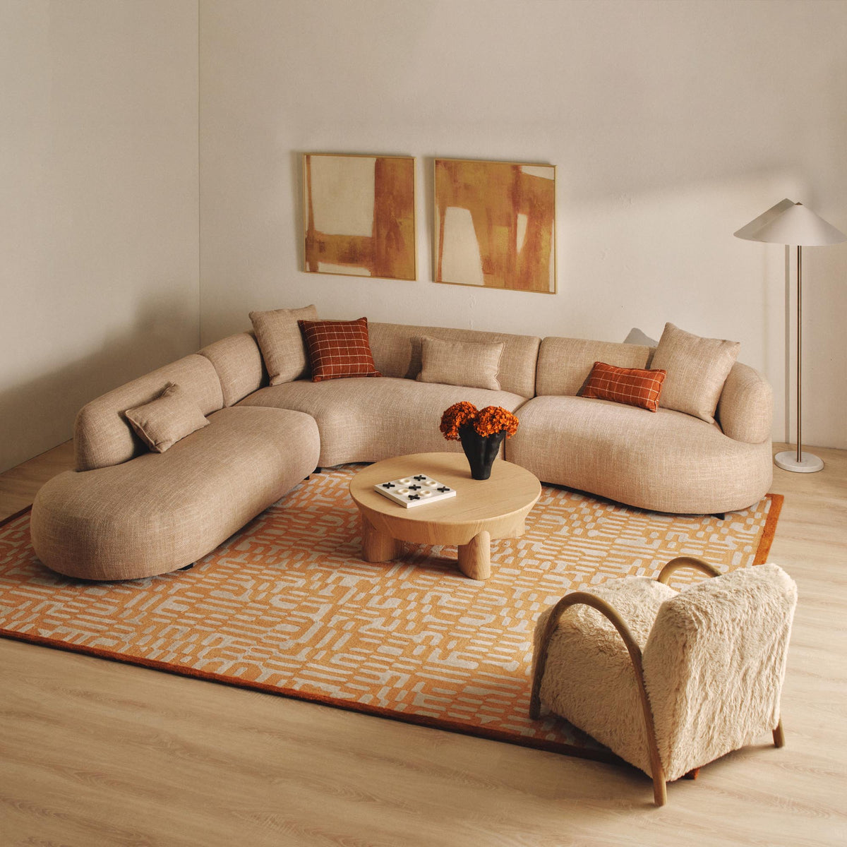 Beni  Sectional Sofa Left Chaise Claystone