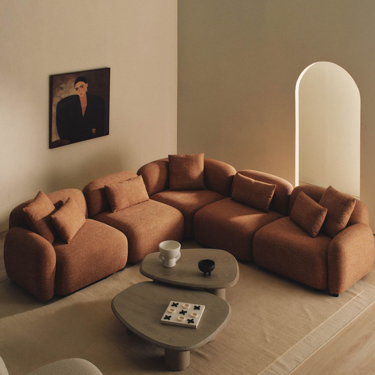Kaia Modular Sofa Hazelnut 5 Seat with Corner