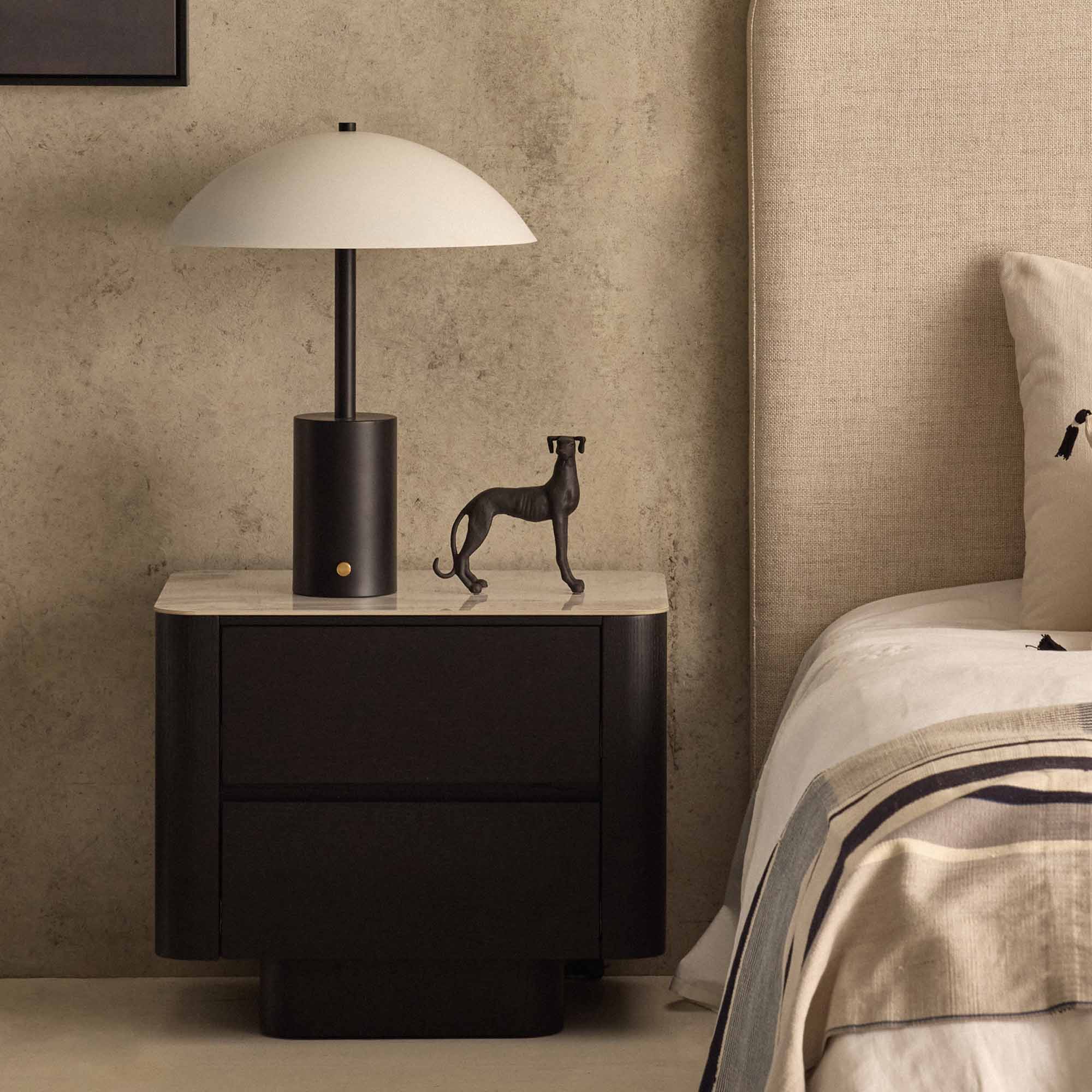 Clio Bedside Black White Marble Ceramic