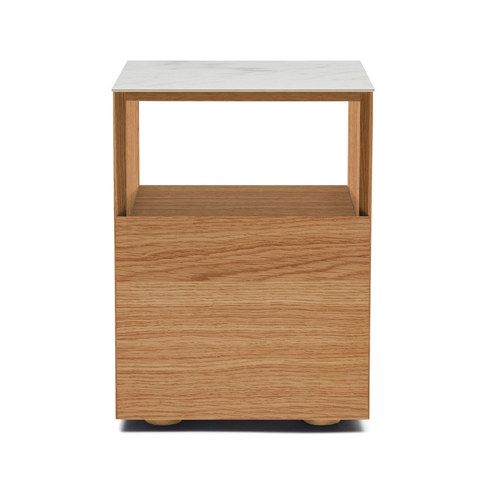 Tia Bedside Natural White Marble Ceramic