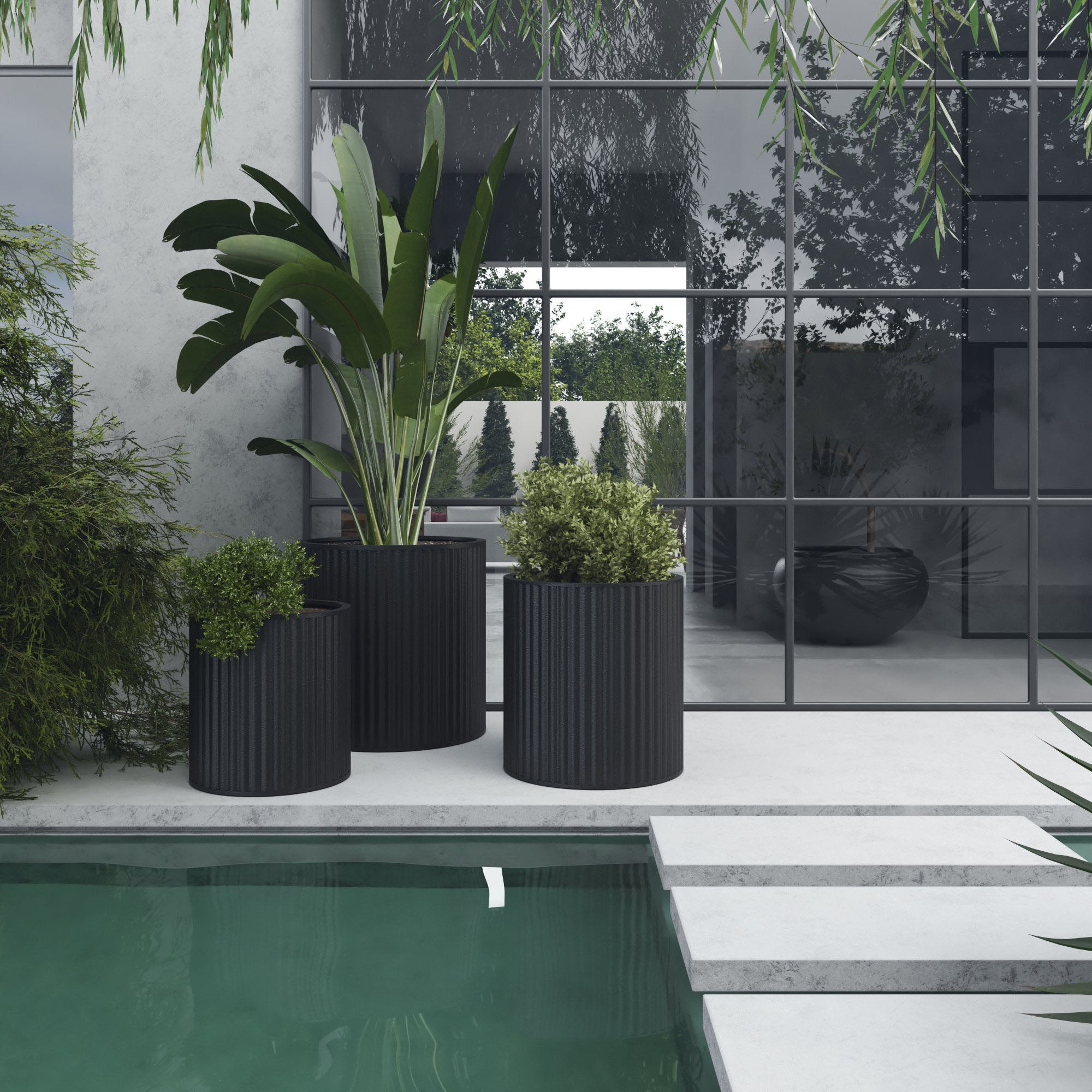 Cayman Planter Set Duo Black